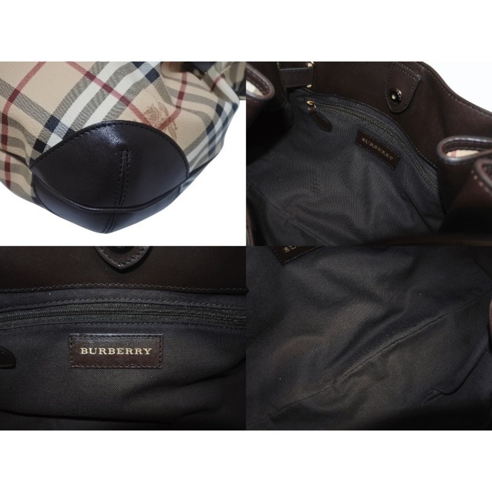 BURBERRY Nova Check Handbag Beige Tan Brown Leather Shoulder Bag - Picture 7 of 8